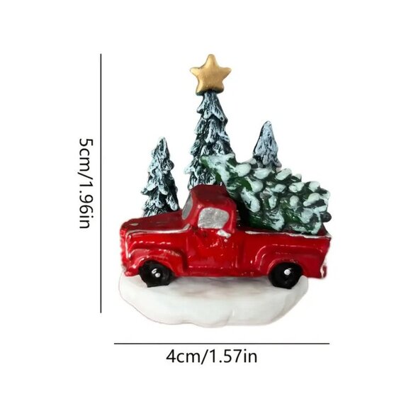 Rustic Red Truck with Christmas Trees, PVC Holiday Tabletop Decor, 2" x 1.57" - Picture 2 of 2